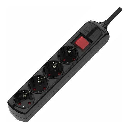 ΜΑΥΡΟ ΠΟΛΥΠΡΙΖΟ ΑΣΦ. 4 ΘΕΣΕΩΝ ΜΕ ΔΙΑΚΟΠΤΗ+ΚΑΛΩΔΙΟ 1.5mt 3x1.5+ΤΡΥΠΕΣ