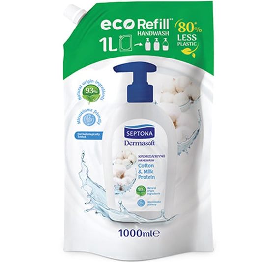 SEPTONA DERMASOFT ΚΡΕΜΟΣΑΠΟΥΝΟ COTTON & MILK PROTEIN 1lt - ΑΝΤΑΛΛΑΚΤΙΚΟ