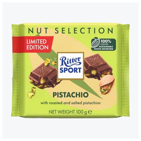 RITTER SPORT ΣΟΚΟΛΑΤΑ 100gr. - (ΓΑΛΑΚΤΟΣ ΜΕ ΦΥΣΤΙΚΙΑ ΑΙΓΙΝΗΣ)