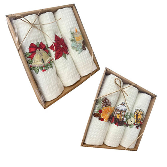 ΠΟΤΗΡΟΠΑΝΟ ΧΡΙΣΤΟΥΓΕΝΝΙΑΤΙΚΟ 3τεμ. - (40x60cm) (100% ΒΑΜΒΑΚΙ) (CH031)