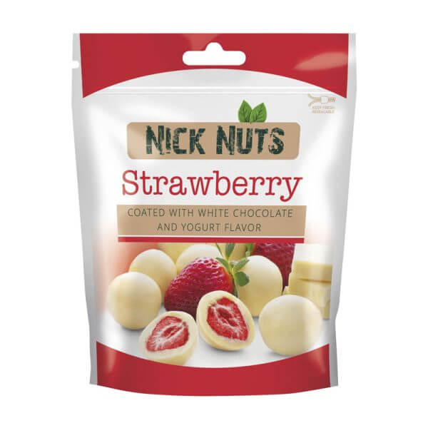 NICK NUTS ΦΡΑΟΥΛΕΣ 100gr. - (ΕΠΙΚΑΛΥΨΗ ΛΕΥΚΗΣ ΣΟΚΟΛΑΤΑΣ & ΑΡΩΜΑ ΓΙΑΟΥΡΤΙ)