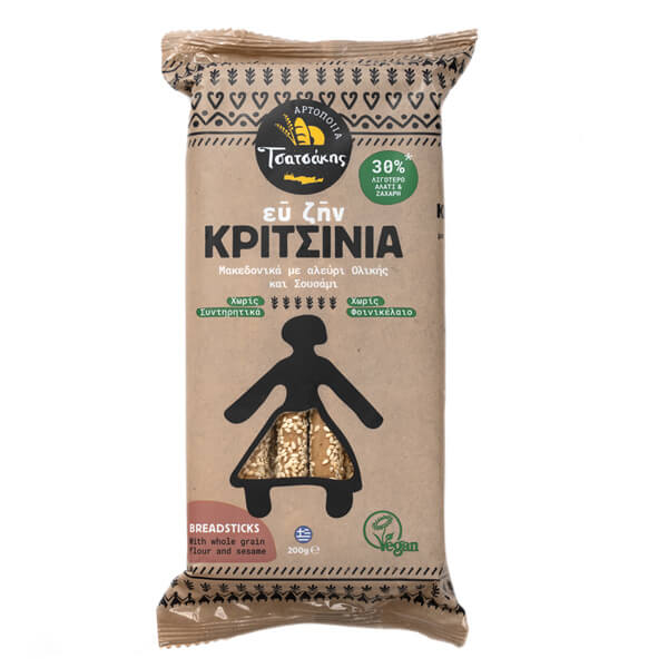 ΤΣΑΤΣΑΚΗΣ ΕΥ ΖΗΝ ΚΡΙΤΣΙΝΙΑ 200gr. - (ΜΑΚΕΔΟΝΙΚΑ ΟΛΙΚΗΣ & 30% ΛΙΓΟΤΕΡΗ ΖΑΧΑΡΗ ΚΑΙ ΑΛΑΤΙ)