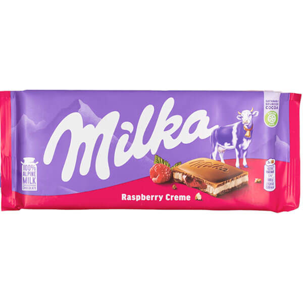 MILKA ΣΟΚΟΛΑΤΑ 100gr - (RASPBERRY CREAM)