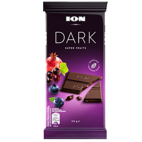 ΙΟΝ ΣΟΚΟΛΑΤΑ ΥΓΕΙΑΣ DARK 90gr. - (SUPER FRUITS) (No 3929)