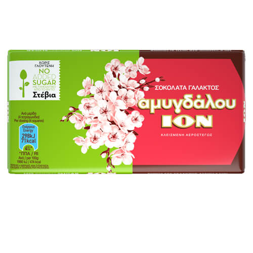 ΙΟΝ ΣΟΚΟΛΑΤΑ ΓΑΛΑΚΤΟΣ ΑΜΥΓΔΑΛΟΥ 60gr. - (ΣΤΕΒΙΑ) (No 2232)