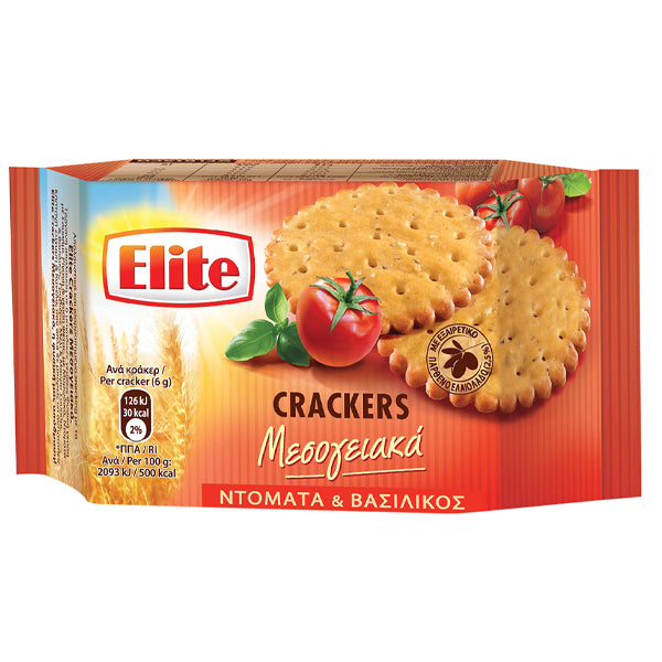 ELITE CRACKERS ΜΕΣΟΓ/ΚΑ 105gr. - (ΝΤΟΜΑΤΑ & ΒΑΣΙΛΙΚΟΣ)