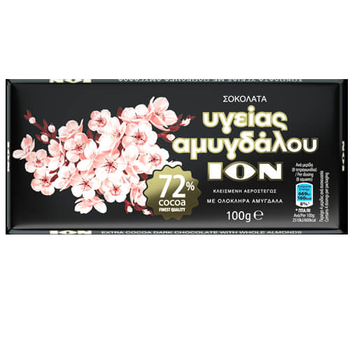 ΙΟΝ ΣΟΚΟΛΑΤΑ ΥΓΕΙΑΣ ΑΜΥΓΔΑΛΟΥ 72% ΚΑΚΑΟ 100gr. - (ΟΛΟΚΛΗΡΑ ΑΜΥΓΔΑΛΑ) (3227)