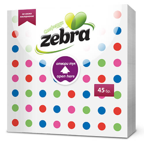 ZEBRA ΧΑΡΤΟΠΕΤΣΕΤΑ (33x33cm) - (45τεμ.) (EASY OPEN)