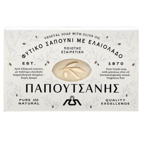 PAPOUTSANIS ΣΑΠΟΥΝΙ 125gr. ΛΕΥΚΟ/ΕΛΑΙΟΛΑΔΟ