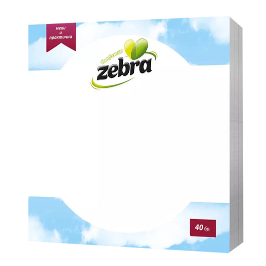 ZEBRA ΧΑΡΤΟΠΕΤΣΕΤΑ (28x28cm) - (40τεμ.) (ΛΕΥΚΗ)