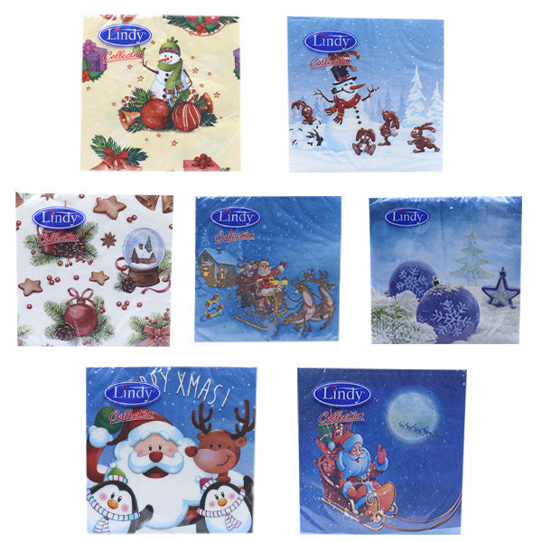 LINDY ΧΑΡΤΟΠΕΤΣΕΤΑ ΧΡΙΣΤΟΥΓΕΝΝΙΑΤΙΚΗ (33x33cm) (20τεμ.) - (ΔΙΑΦΟΡΑ ΣΧΕΔΙΑ)