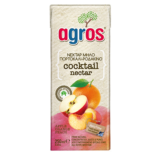 AGROS ΧΥΜΟΣ 250ml - (ΜΗΛΟ-ΠΟΡΤΟΚΑΛΙ-ΡΟΔΑΚΙΝΟ) (3 ΦΡΟΥΤΑ ΚΟΚΤΕΙΛ)