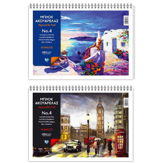 ΜΠΛΟΚ ΑΚΟΥΑΡΕΛΑΣ 14Φ - (30x40) (Νο 4)