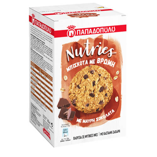 ΠΑΠΑΔΟΠΟΥΛΟΥ ΜΠΙΣΚΟΤΑ NUTRIES 150gr. - (ΜΑΥΡΗ ΣΟΚΟΛΑΤΑ)