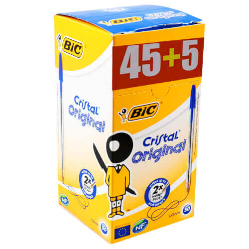 BIC ΣΤΥΛΟ CRISTAL ORIGINAL (50τεμ.) - (45+5 ΔΩΡΟ) (ΜΠΛΕ)