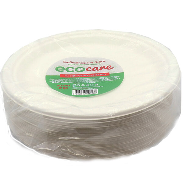 ECOCARE ΠΙΑΤΑ ΑΠΟ ΖΑΧΑΡΟΚΑΛΑΜΟ ΜΕΓΑΛΑ 23cm - (50τεμ.)