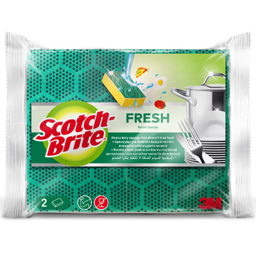 SCOTCH BRITE ΣΦΟΥΓΓΑΡΙ FRESH (2τεμ.) - (ΔΥΣΚΟΛΗ ΒΡΩΜΙΑ)(ΠΡΑΣΙΝΟ)