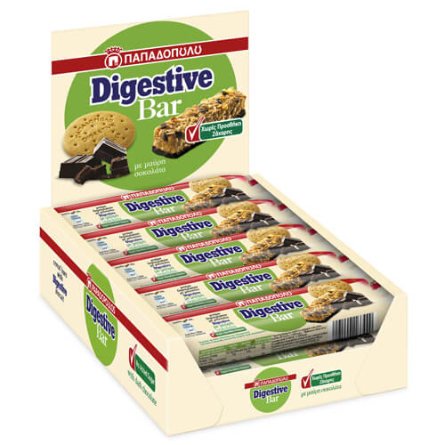 ΠΑΠΑΔΟΠΟΥΛΟΥ DIGESTIVE BARS (10x28gr.) - (ΜΑΥΡΗ ΣΟΚΟΛΑΤΑ) (ΧΩΡΙΣ ΖΑΧΑΡΗ)