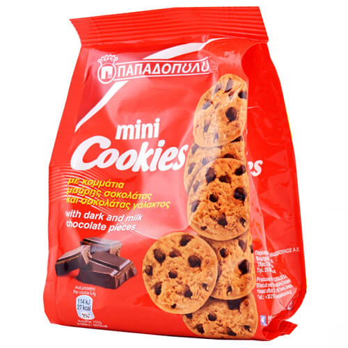 ΠΑΠΑΔΟΠΟΥΛΟΥ MINI COOKIES 70gr. - (ΚΟΜΜΑΤΙΑ ΣΟΚΟΛΑΤΑΣ)
