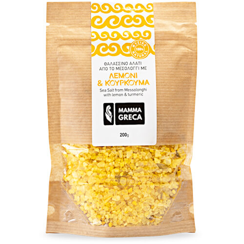 MAMMA GRECA ΑΛΑΤΙ ΜΕΣΟΛΟΓΓΙΟΥ ΜΕ ΛΕΜΟΝΙ & ΚΟΥΡΚΟΥΜΑ 200gr. - (REFILL)