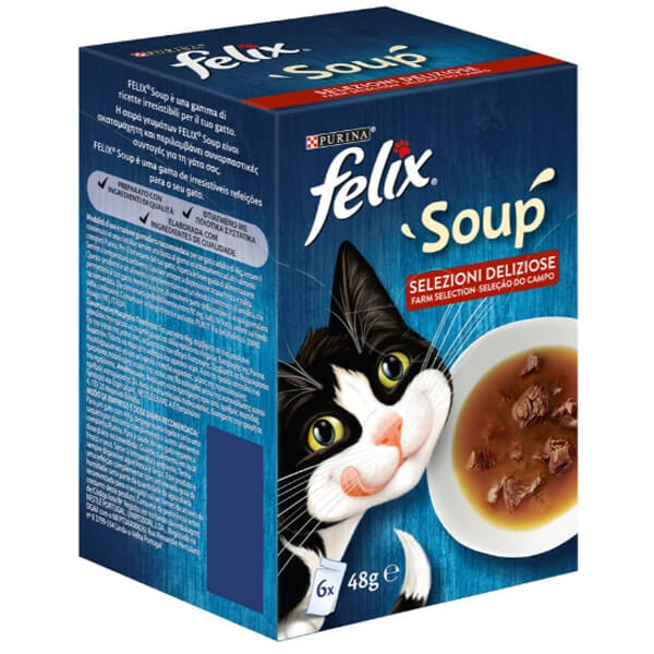 FELIX ΓΑΤΟΤΡΟΦΗ ΣΟΥΠΑ (6x48gr.) - (ΒΟΔΙΝΟ/ΤΟΝΟΣ/ΑΡΝΙ)