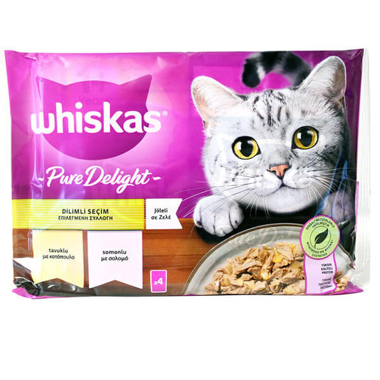 WHISKAS ΓΑΤΟΤΡΟΦΗ ADULT PURE DELIGHT 4x85gr. - (MIXED)