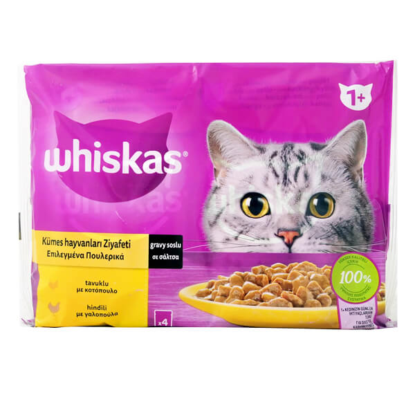 WHISKAS ΓΑΤΟΤΡΟΦΗ ΠΟΥΛΕΡΙΚΑ ΣΕ ΣΑΛΤΣΑ 4x85gr.