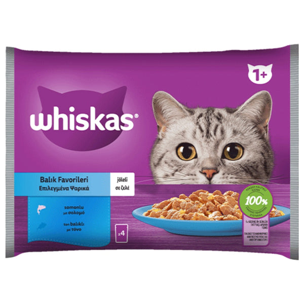 WHISKAS ΓΑΤΟΤΡΟΦΗ ΨΑΡΙΚΑ ΣΕ ΣΑΛΤΣΑ 4x85gr.