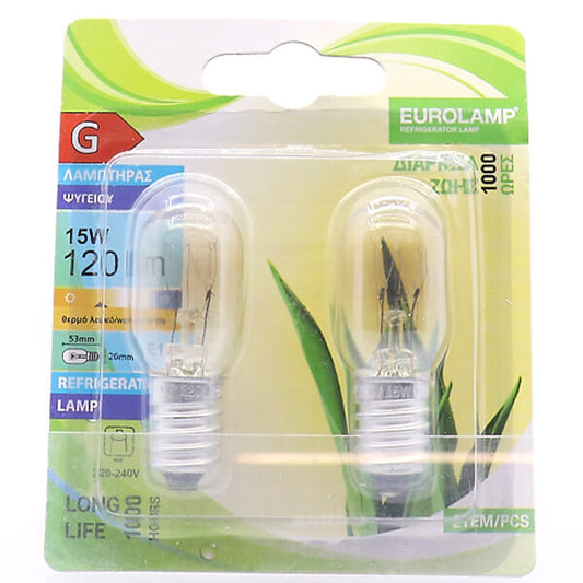 EUROLAMP ΛΑΜΠΑ ΨΥΓΕΙΟΥ 15W E14 2ΤΜΧ BLISTER 220-240V - (800-88094)