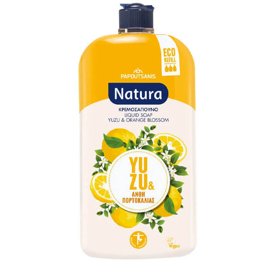 PAPOUTSANIS NATURA ΚΡΕΜ/ΝΟ ΑΝΤ/ΚΟ 900ml - (YUZU & ΑΝΘΗ ΠΟΡΤΟΚΑΛΙΑΣ)