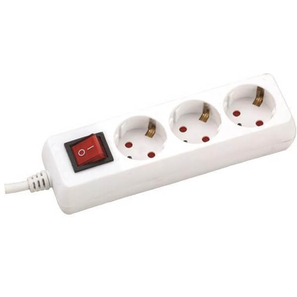 EUROLAMP ΠΟΛΥΠΡΙΖΟ 3 ΘΕΣΕΩΝ ΜΕ ΚΑΛΩΔΙΟ ΚΑΙ ΔΙΑΚΟΠΤΗ 3X1,5mm 1,5m ΑΣΠΡΟ ΜΕ ΠΡΟΣΤΑΣΙΑ ΕΠΑΦΩΝ - (147-62211)