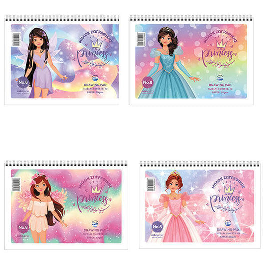 ΜΠΛΟΚ ΖΩΓΡΑΦΙΚΗΣ ΣΠΙΡΑΛ Α4 40 ΦΥΛΛΩΝ (PRINCESS) (ΔΙΑΦΟΡΑ ΣΧΕΔΙΑ)