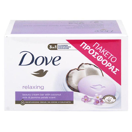 DOVE ΣΑΠΟΥΝΙ 90gr (4τεμ.) - (RELAXING) (COCONUT MILK & JASMINE PETALS)