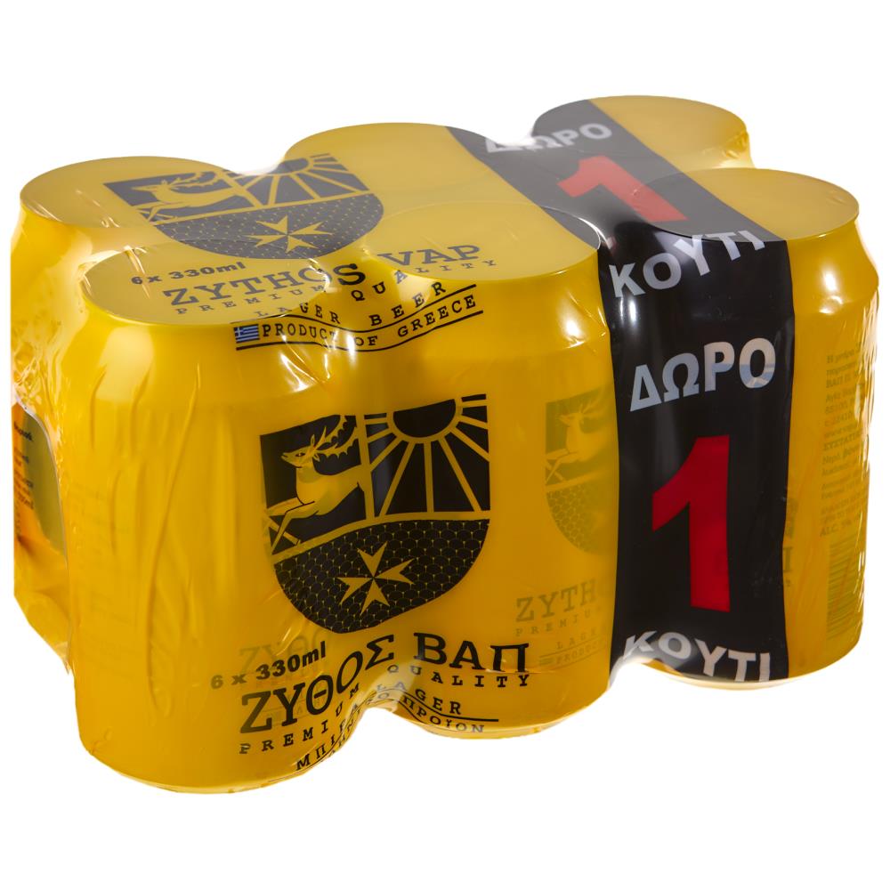 Ζύθος Βαπ Μπύρα Κουτί 330ml 5+1 Δώρο